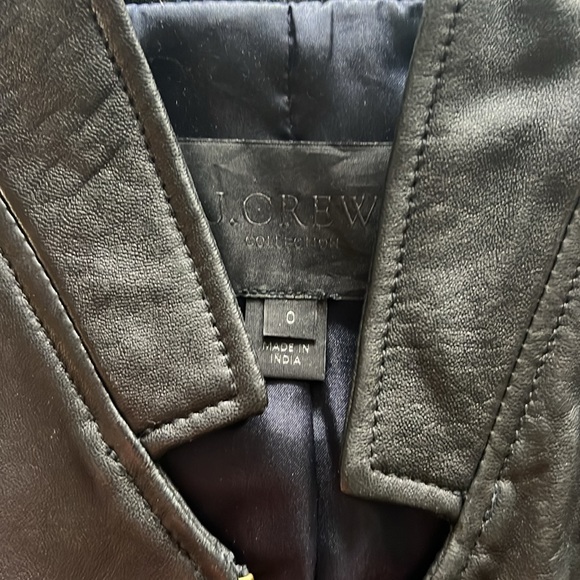 J. Crew Collection Standing Collar Leather Jacket size 0 - Picture 3 of 5